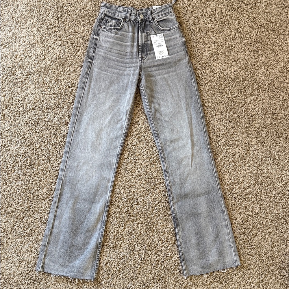Zara Gray Straight Leg Jeans